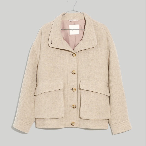 Madewell Clairmont Crop Jacket Women’s S Wool Blend Oversized Barn Jacket Beige - Picture 4 of 15